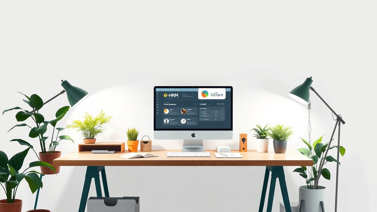 Eco-vriendelijk kantoor met duurzame benodigdheden en e-HRM-software.