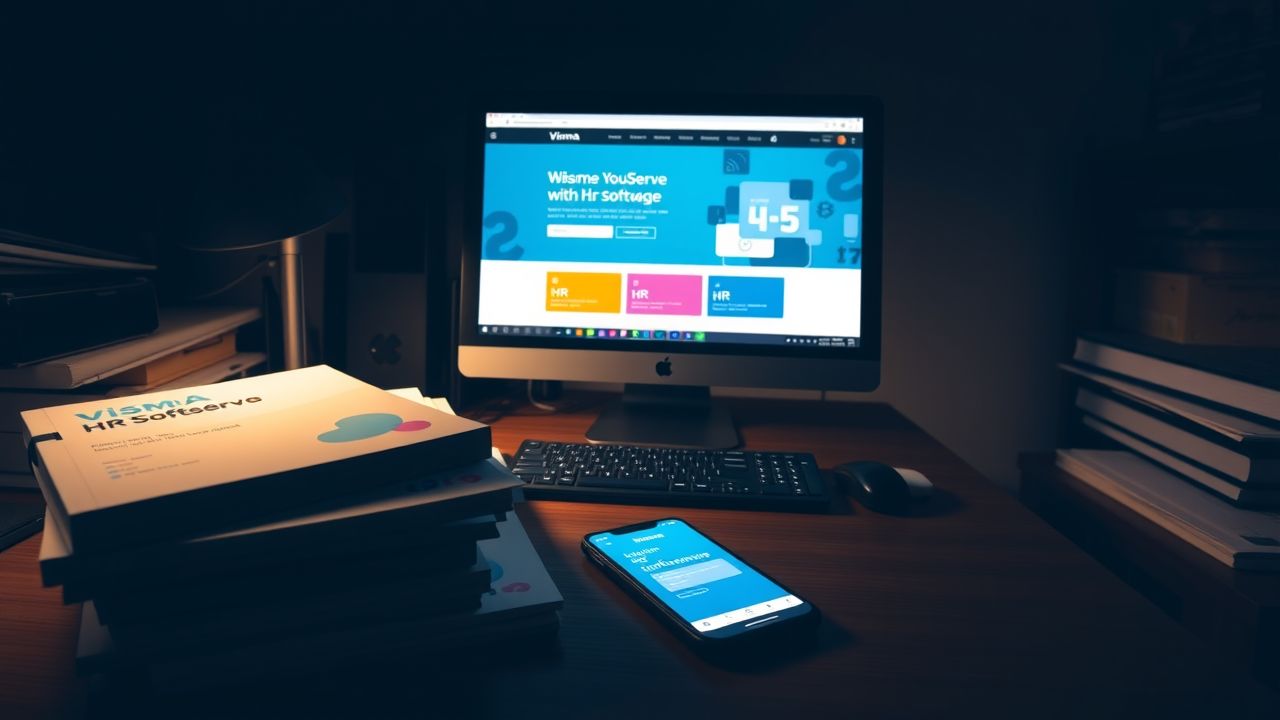 Een rommelig kantoorbureau toont het belang van efficiënte HR-processen met technologische integratie.